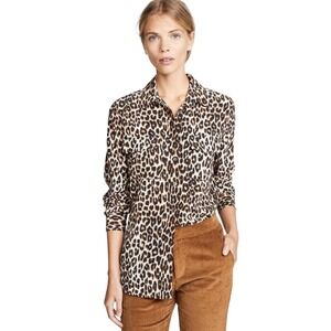 Equipment Femme Leopard Print Button Down Shirt XS‎ Tan Black Animal